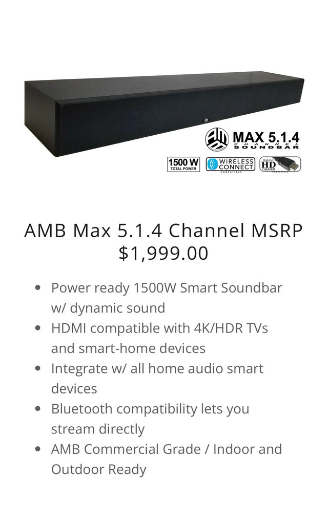 AMB Smart Soundbar in Speakers in City of Toronto