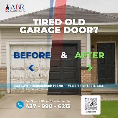 Bring your garage door back to life with our exclusive neighborhood promo! We use premium Benjamin M...