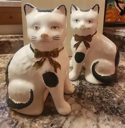 Vintage  Pair Staffordshire Cats corca 1920s, View more