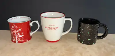 - 2022 Starbucks Fall Halloween Glow in the Dark Night Sky Black Mug 12oz Cup - $25 - 2009 Red White...