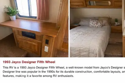 This RV is a 1993 Jayco Designer Fifth Wheel, a well-known model from Jayco's it needs a handyman fo...