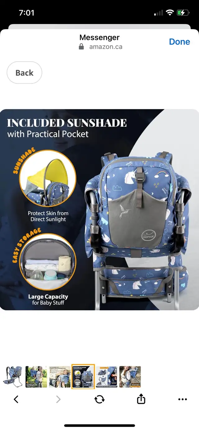 Ultralight Baby Backpack Carrier, Toddler Hiking in Strollers, Carriers & Car Seats in Cambridge - Image 5