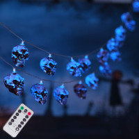 30 LED Halloween Skull String 8 Modes Fairy Lights (Blue)