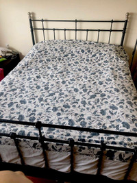 Metal queen bed frame and mattress 