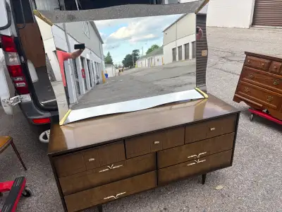 Free delivery used Vintage Wood Dresser with Mirror, View more