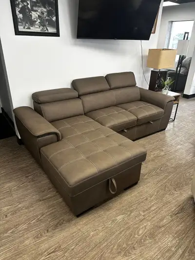 Air Suede Synthetic Sofa with Pull out bed 97” wide , View more