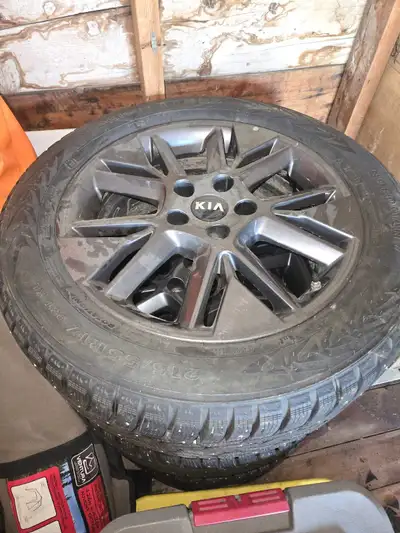 Rims in excellent used condition off a 2022 kia soul, with Nokia winter tires. studs and tread at 90...