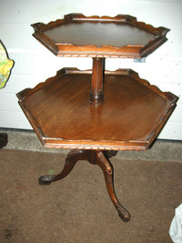 antique two tiered mahogany table pie crust top REDUCED