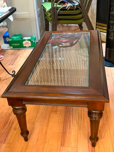 vintage wooden coffee table, View more