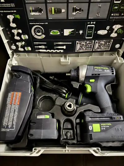 Festool TPC 18/4 and TID 18 with 3 Bluetooth 5.2ah batteries, View more