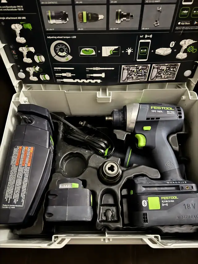 Festool TPC 18/4 and TID 18 with 3 Bluetooth 5.2ah batteries in Power Tools in Oshawa / Durham Region - Image 2