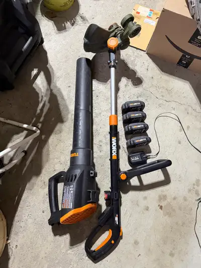 Leaf Blower & Trimmer & Batteries by WORX, View more