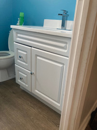 Awesome White Bathroom Vanity includes Taps