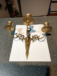 9.5" x 11" vintage brass triple wall sconce.