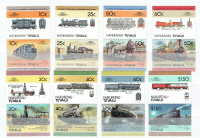 TUVALU.17 timbres-coupons neufs "voitures et locomotufs".