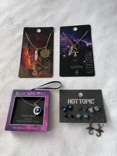 Hot Topic Jewelry September 4 pc Bundle All new. September necklace, earrings, 2 packages random nec...