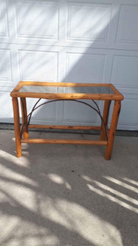 Handcrafted Log Table Console Entry Primitive Sofa Table