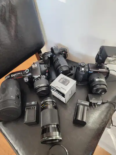 DSLR cameras, lenses, flash, tripods and bags, View more