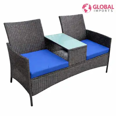 Global Imports Rattan Loveseat with Table, View more