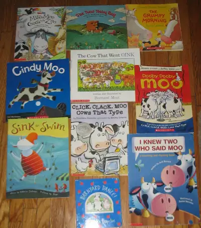like new $1 or $2/book . Buy 1 book or many Miss Moo Goes to the Zoo $1 The new Baby Calf$1 I Knew T...