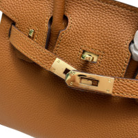 Hermes Nata Epsom Leather Small Brown Handbag With Gold Hardware