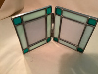 Vintage Stained Glass Double Picture Frame