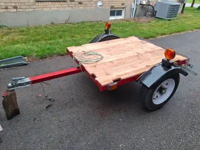 Harbour Freight trailer 40x48 x 16 deep. Up sized tires. It was last towed by a motorcycle. 1090 lb....
