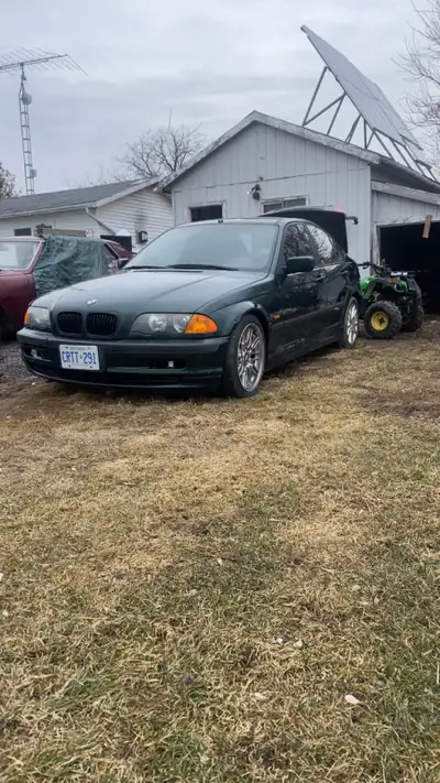 1999 323i 5 speed manual, has welded 3.46 diff nrg bucket. EBay chassis mount shifter, eBay angle ki...