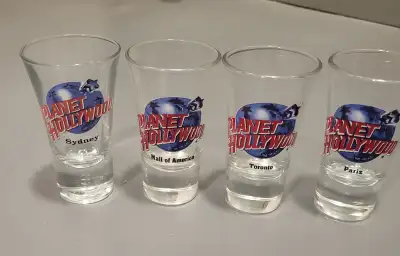 Planet Hollywood and Hard Rock Cafe Shot Glasses Planet Hollywood Shot Glasses (Sydney + Paris + Mal...