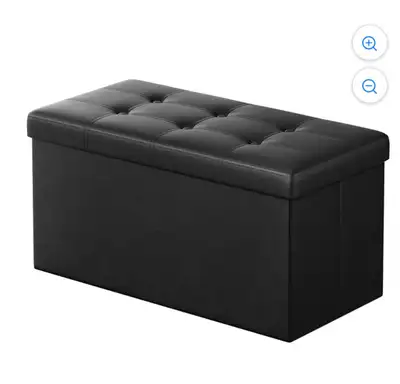 Black Leather Storage Ottoman , View more