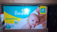 2 boxes of size 1 & 2 pampers diapers