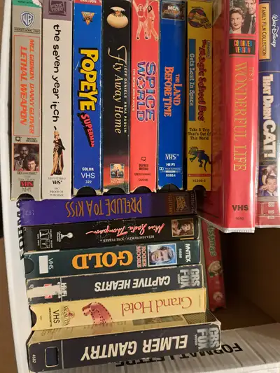 VHS movies for sale., View more