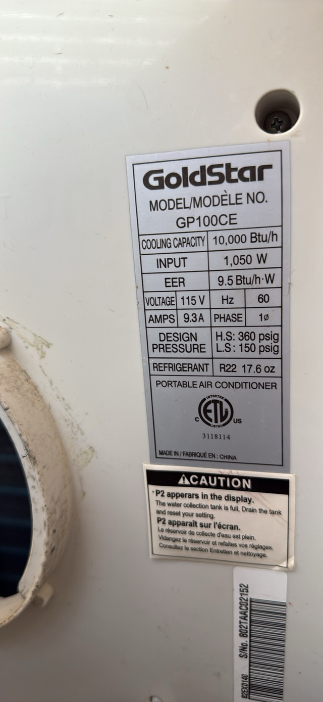 Lg goldstar portable ac in Heaters, Humidifiers & Dehumidifiers in Winnipeg - Image 2
