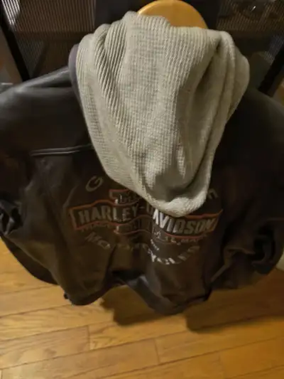 Harley Davidson black leather jacket, price reduced, now 200.00, View more