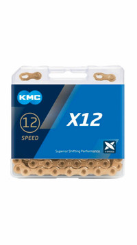 New KMC X12 12 Speed Ti-Gold Bicycle Chain 126 link Shimano Sram