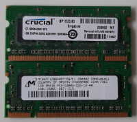 Crucial 1Gb 2RX16 PC2-5300S DDR2 200pin, Laptop Memory SO-DIMM