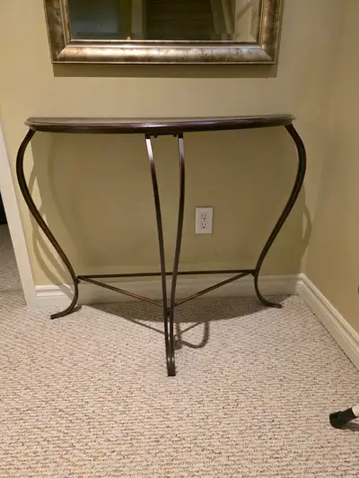 Half moon metal wood console table, View more
