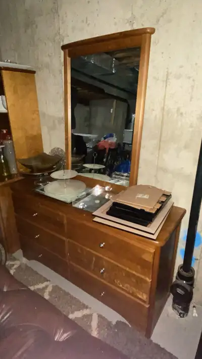 wooden dresser with mirror , View more