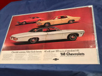 1968 Chevrolet Impala, Camaro, Chevelle Double Page Original Ad