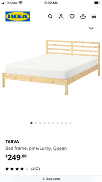 Ikea Tarva queen bed frame 