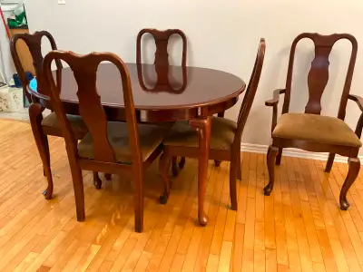 Queen Anne style dining table and china cabinet, View more