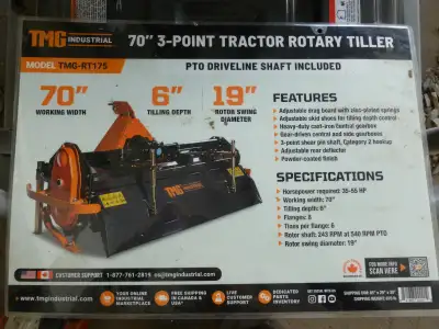70" 3-Point Tractor Rotary Tiller, View more
