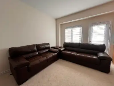 Brown Leather Sofa Set with Coffee Table, View more