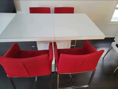 Very Modern White Dining Table with 4 chairs on sal, View more