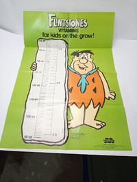 Vintage 1982 FLINTSTONES Vitamin Paper Growth Chart for Children