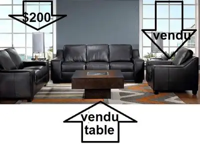 ** VOTRE NUMÉRO DE TÉLÉPHONE = UNE RÉPONSE DE MA PART ! ** ENSEMBLE DE SALON (2 morceaux) 100% CUIR...
