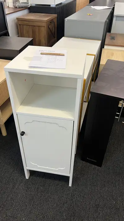 White 4-Tier Bathroom Storage Cabinet with Adjustable Shelf, View more