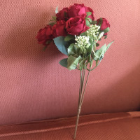Artificial Rose Flower Mini Bouquet - Red (2x available)