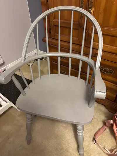 Solid Wood Gray Chair – Great for Desk or Vanity, View more