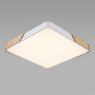 LED Ceiling Light – Modern Oak Flush Mount, 15.75" Square, Dimma, View more